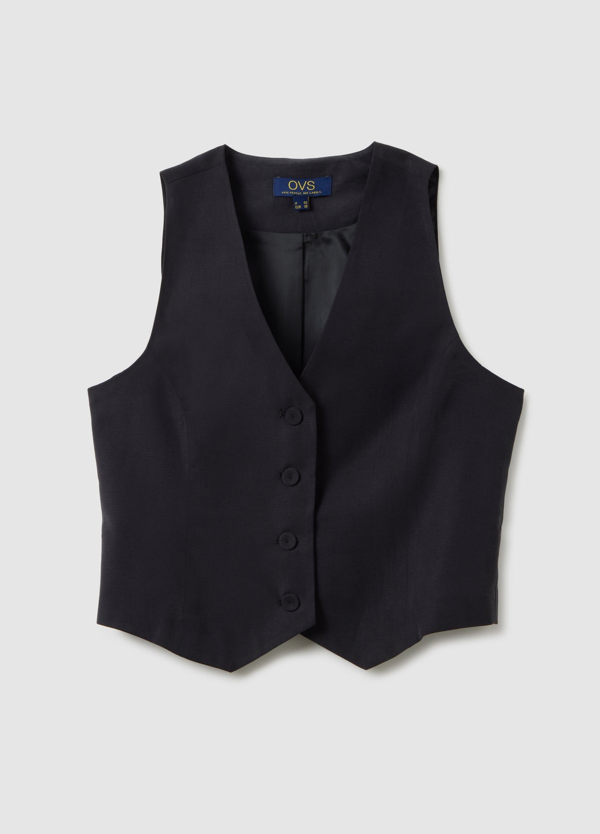 OVS Black Viscose Blend Slim Fit Waistcoat