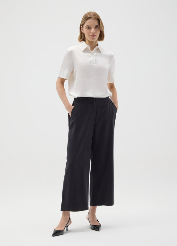 OVS Black Viscose Wide Leg Culotte Trousers