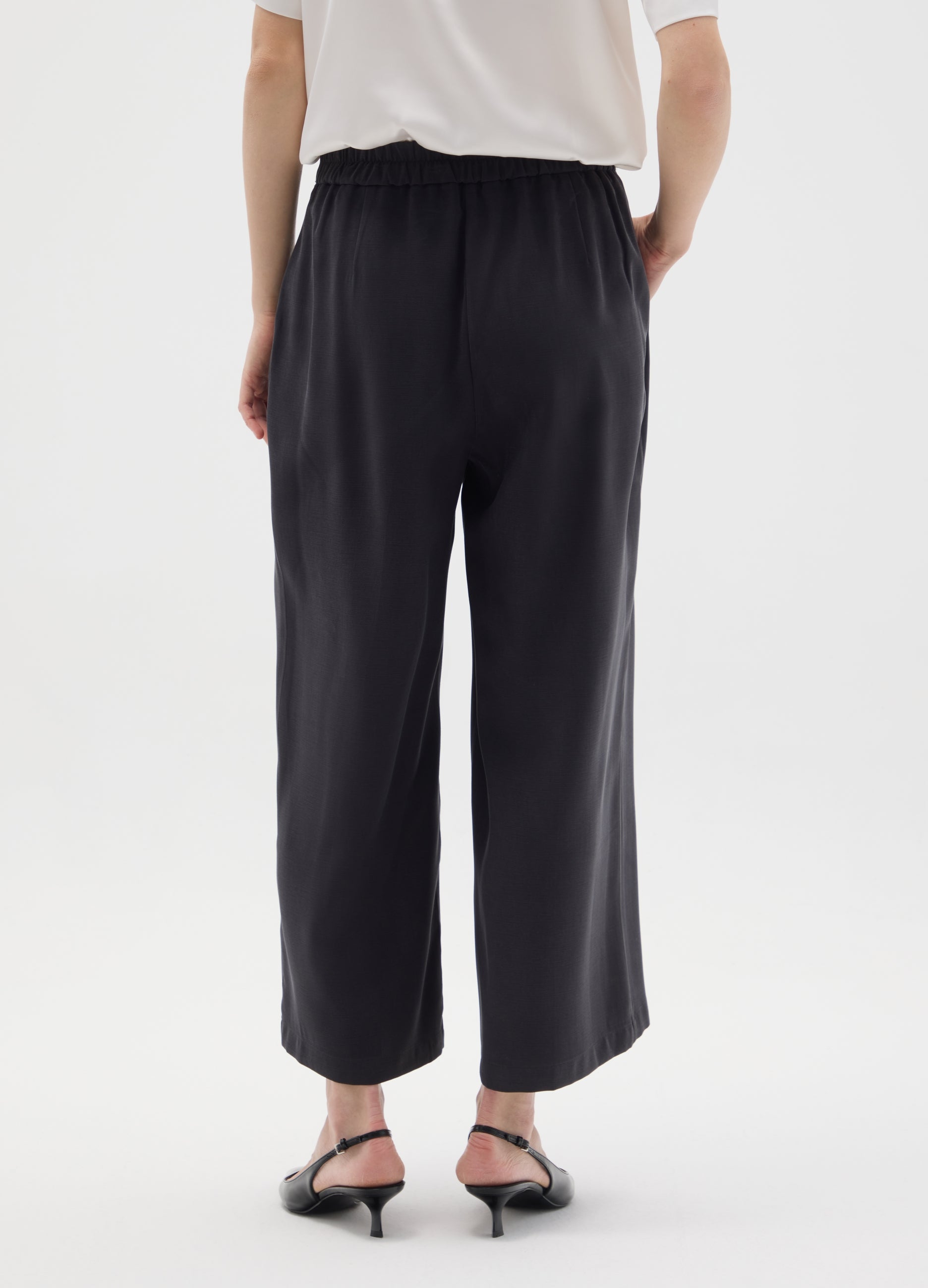 OVS Black Viscose Wide Leg Culotte Trousers