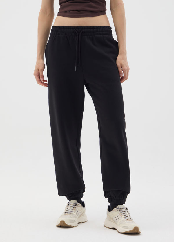 OVS Black Cotton Blend Regular Fit Trousers