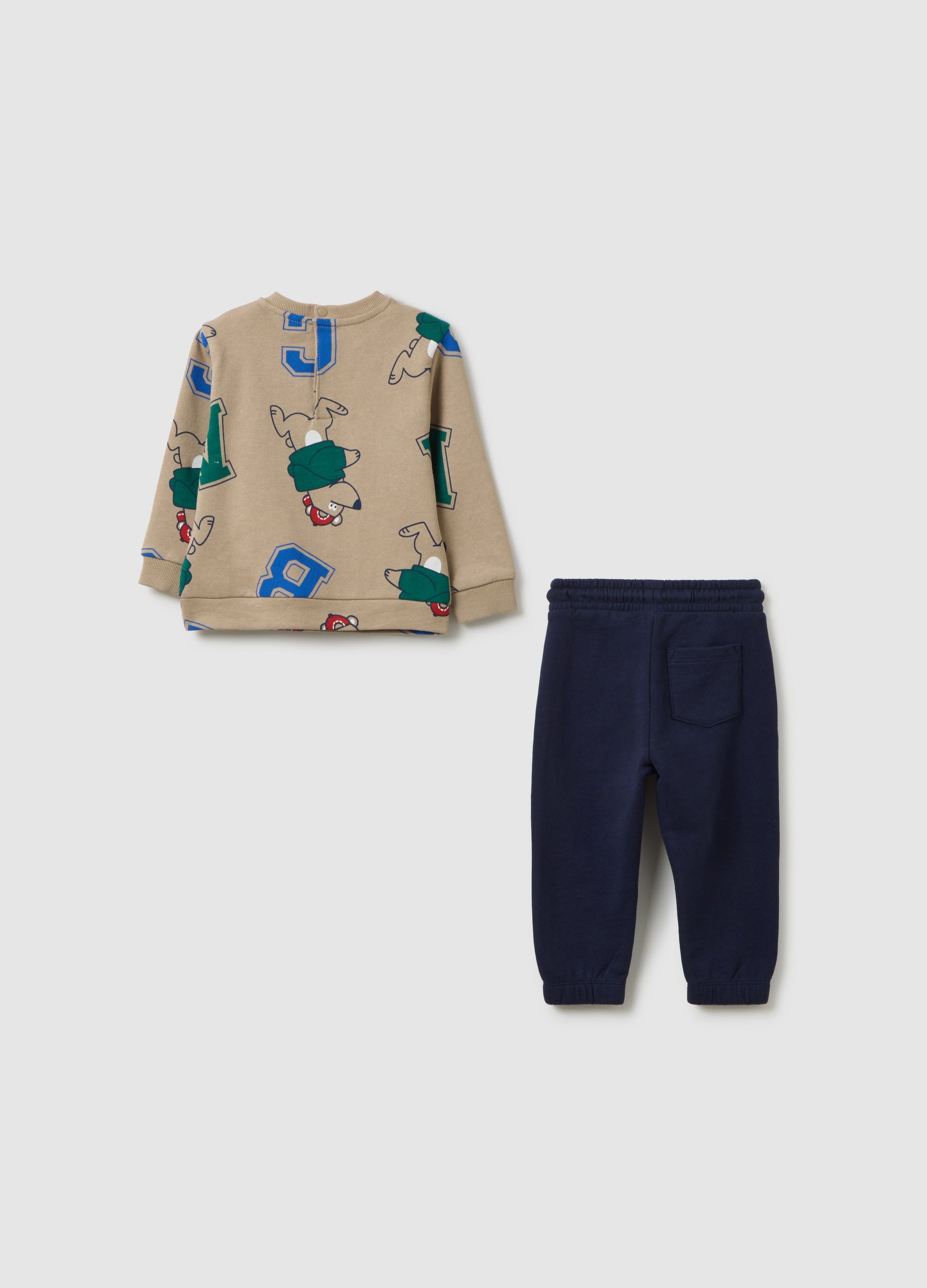 OVS Children'S Outfit In Pure Beige And Green Cotton