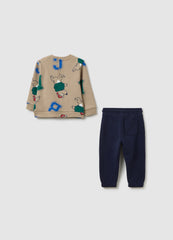OVS Children'S Outfit In Pure Beige And Green Cotton