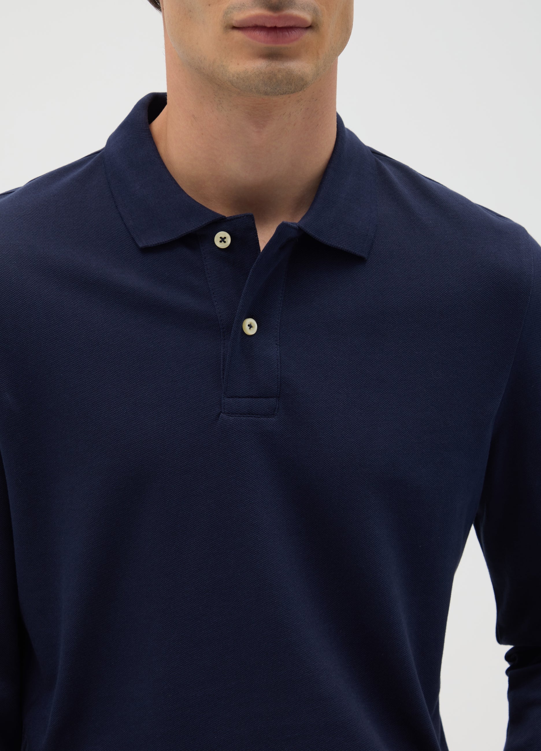 OVS Men'S Regular Fit Blue Cotton Polo Shirt