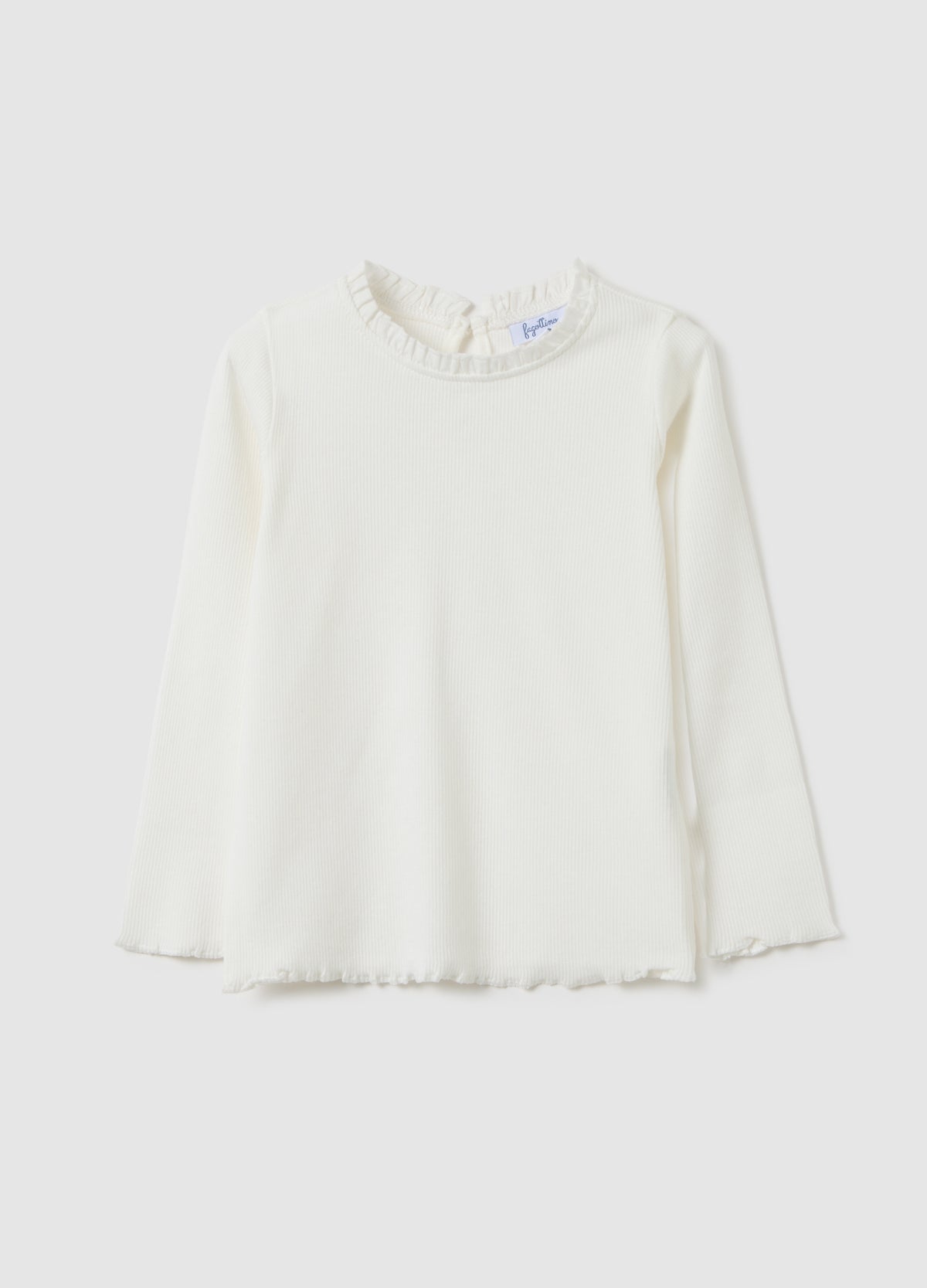 OVS Girls' White Stretch Cotton T-Shirt Regular Fit