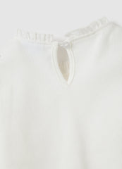 OVS Girls' White Stretch Cotton T-Shirt Regular Fit