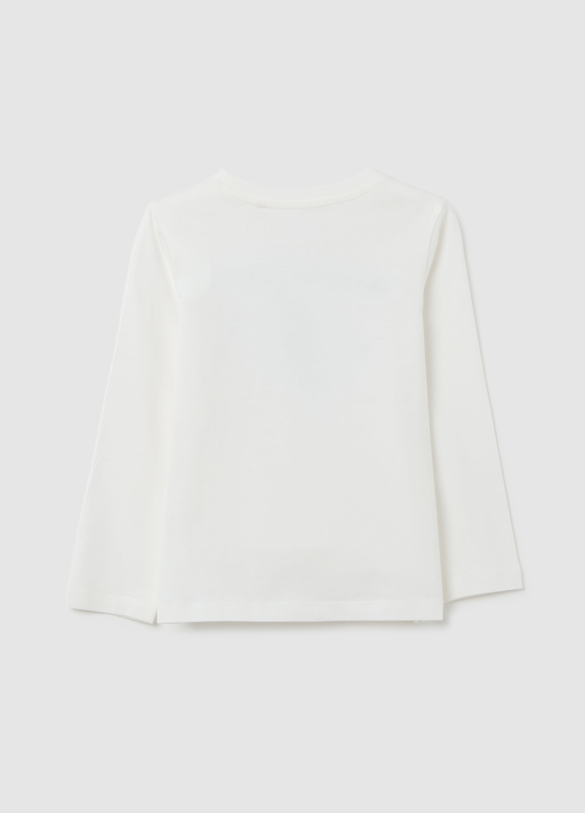 OVS Girls' White Cotton T-Shirt, Regular Fit