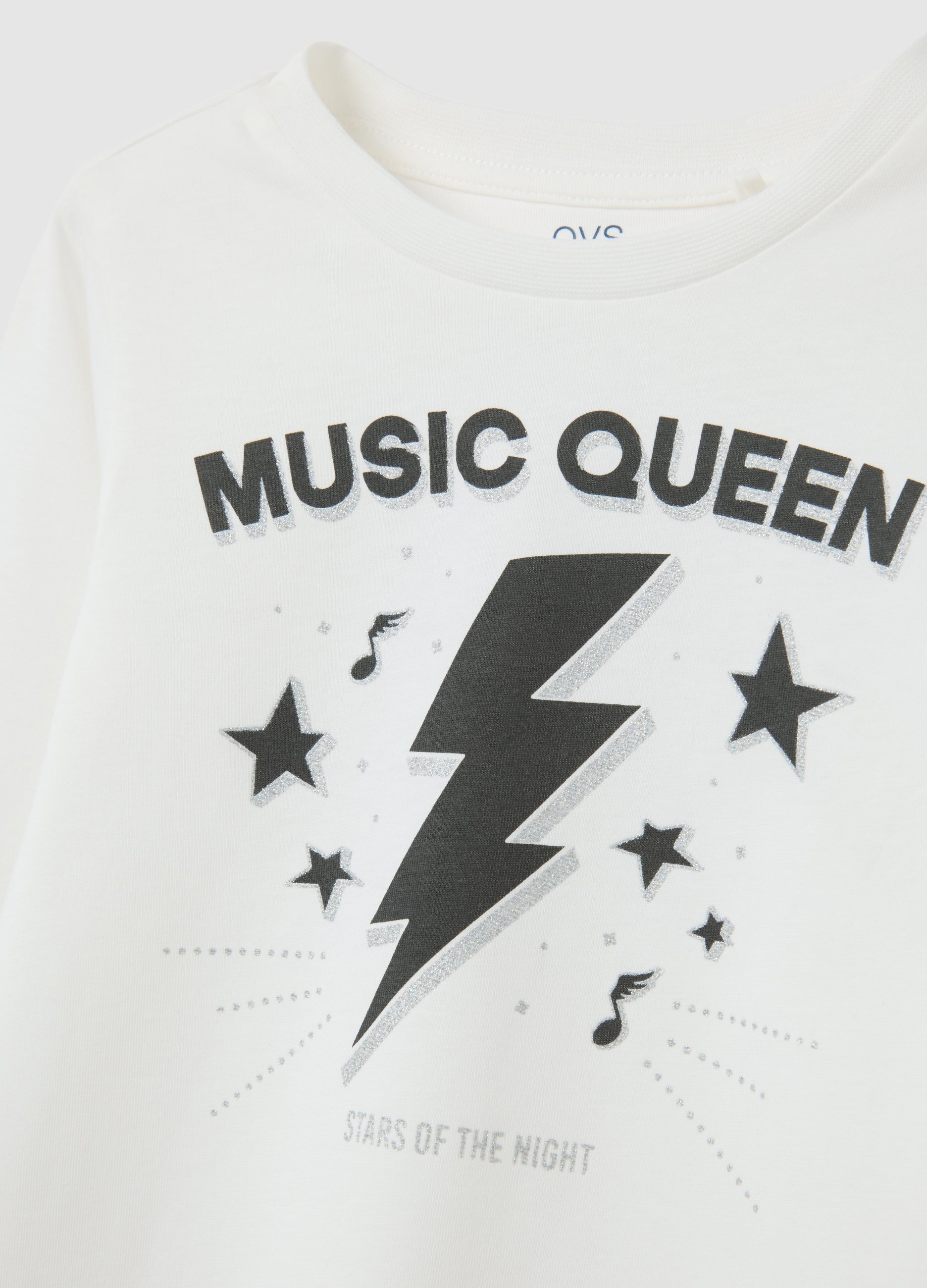 OVS Girls' White Cotton T-Shirt, Regular Fit Blanc De Blanc