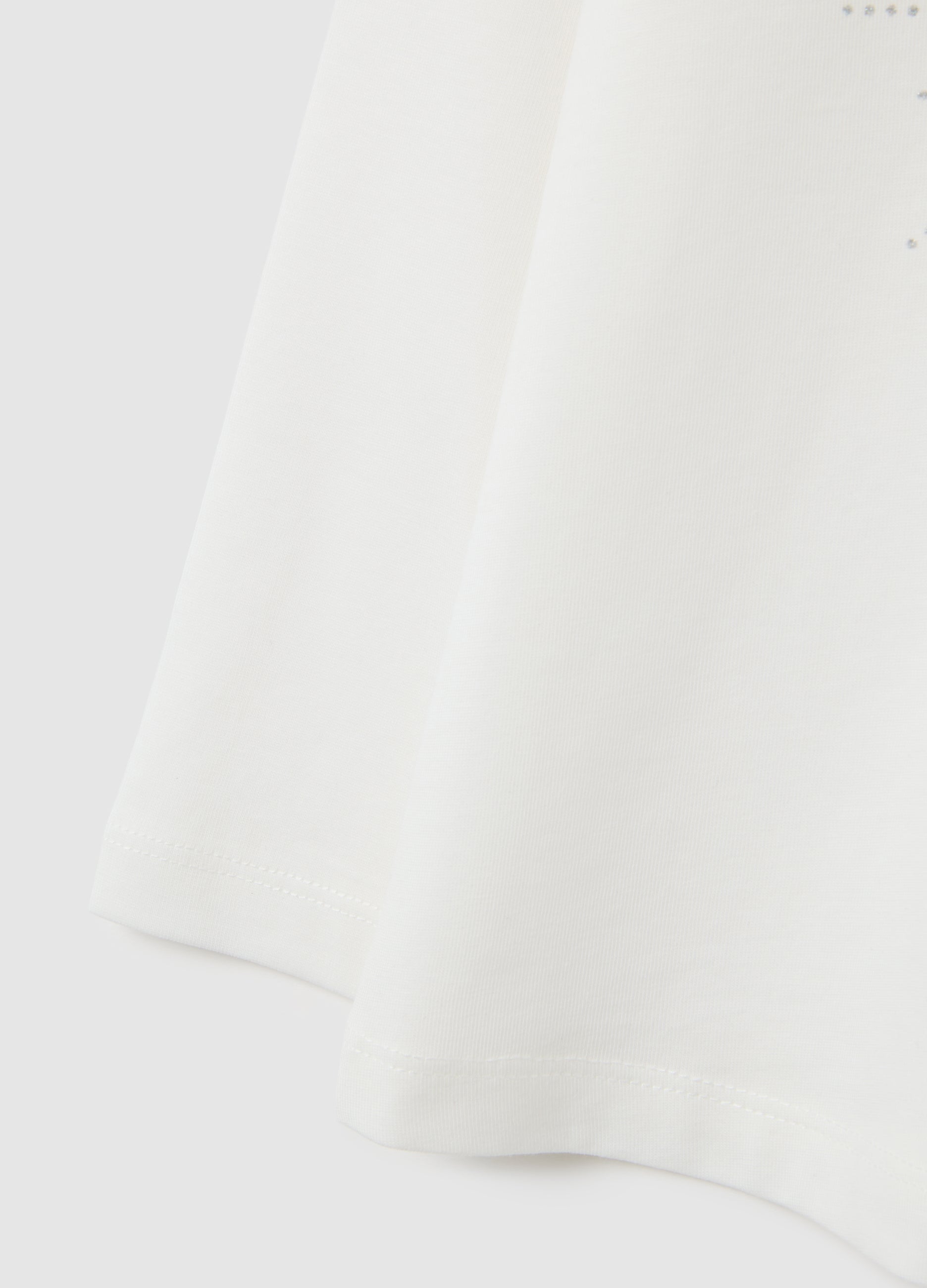 OVS Girls' White Cotton T-Shirt, Regular Fit