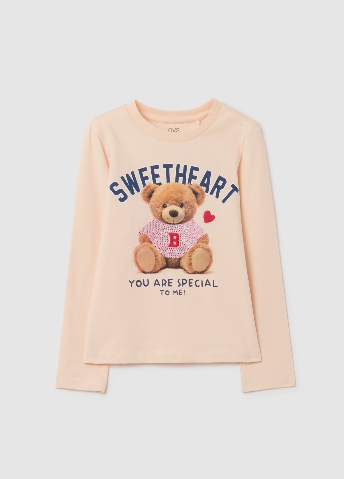 OVS Girls' Beige Cotton Regular Fit Sweater