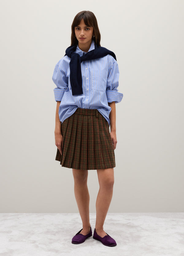 OVS Brown Wool-Blend Pleated Skirt