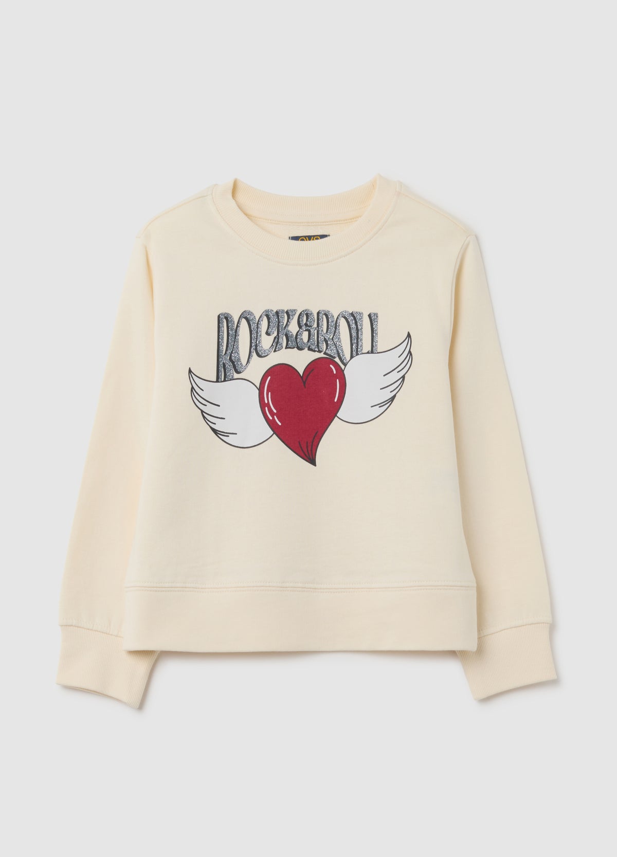 OVS Girls' Beige Pure Cotton Sweatshirt Regular Fit