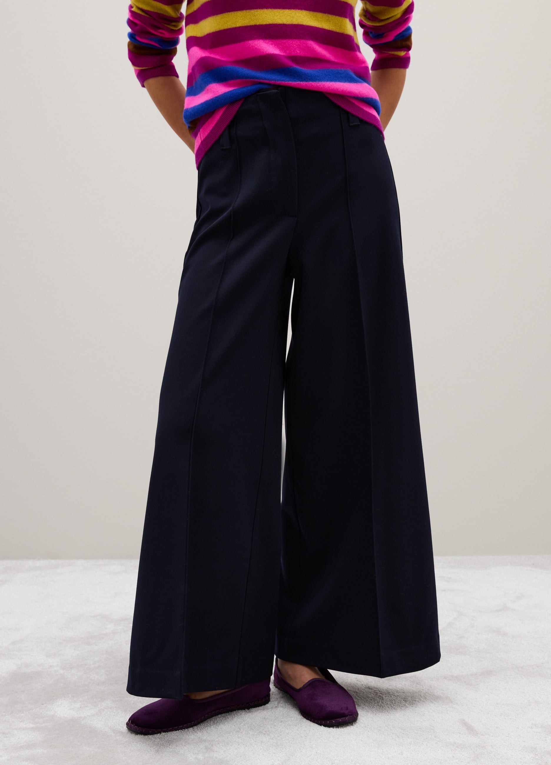 OVS Wide Leg Blue Trousers