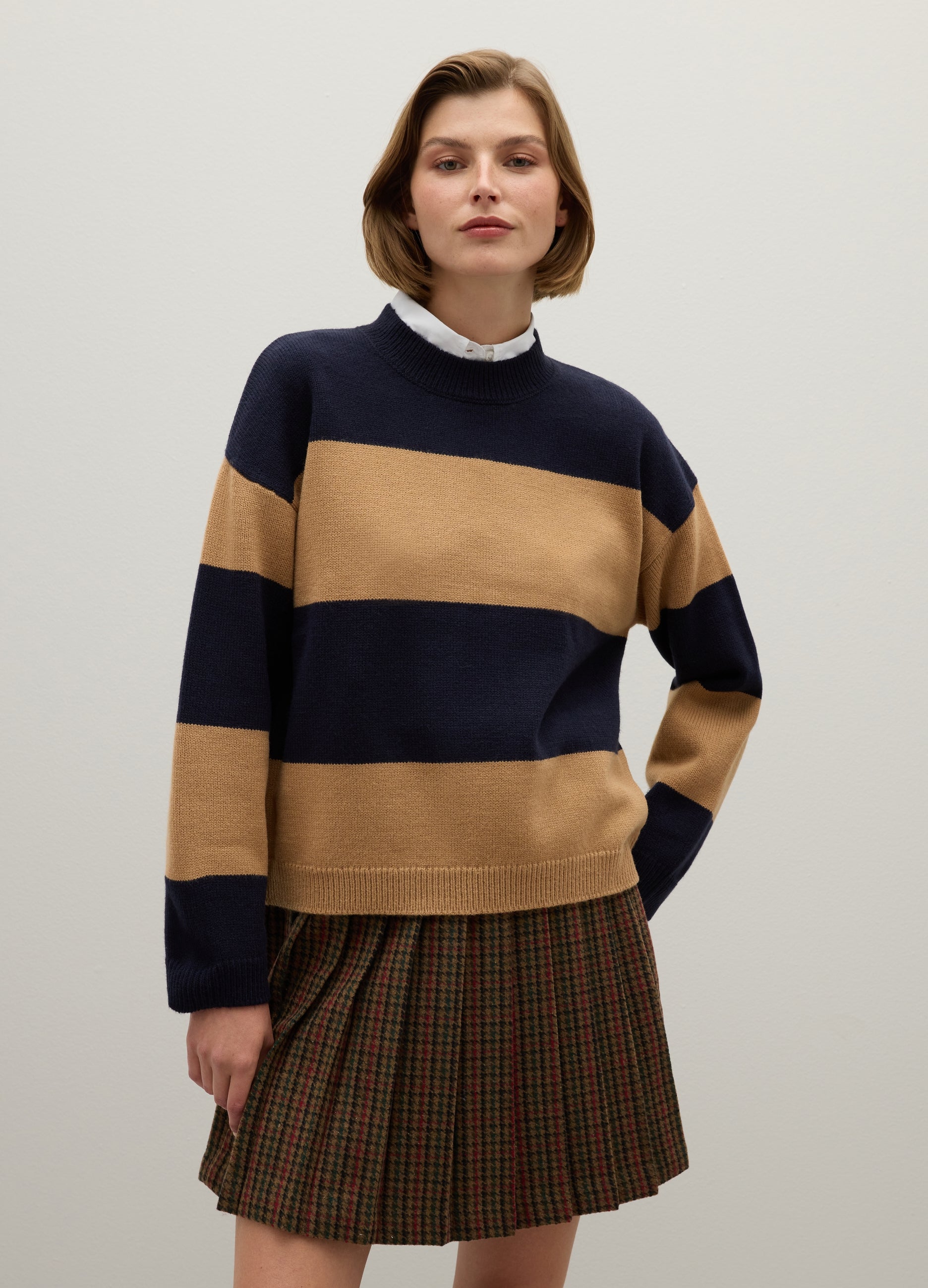 OVS Blue And Brown Striped Jumper