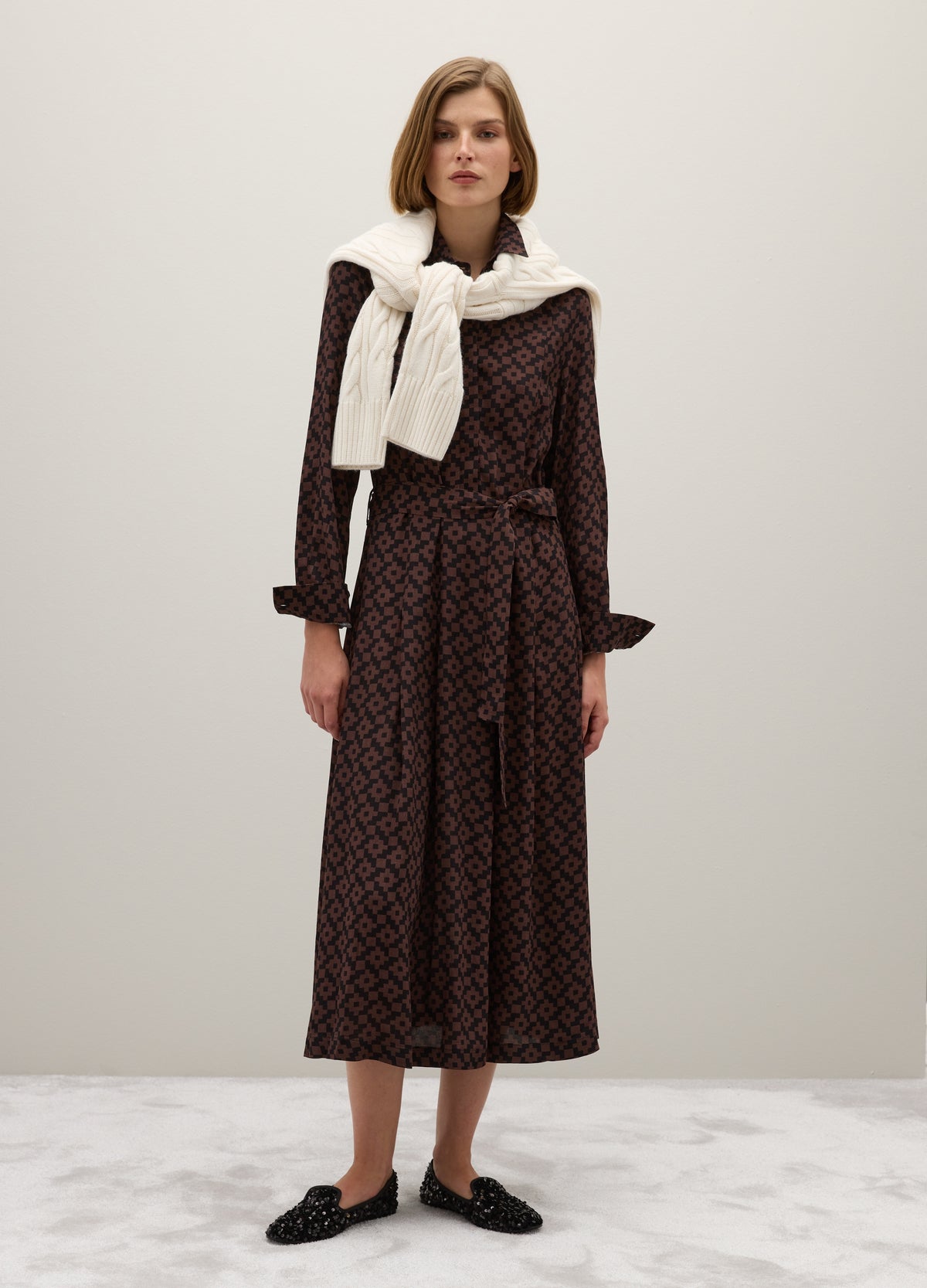 OVS Brown Long Dress With Belt