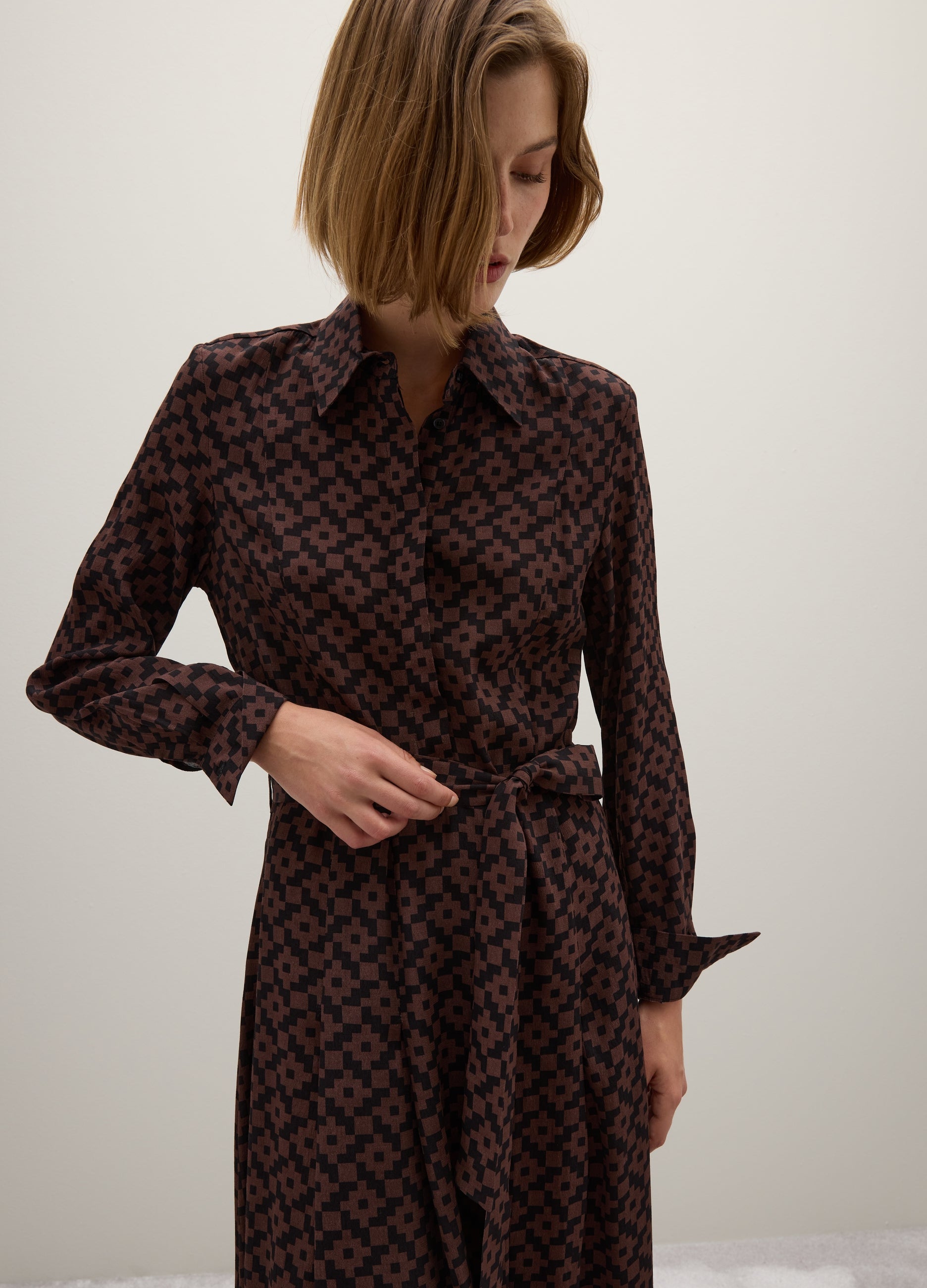 OVS Brown Long Dress With Belt