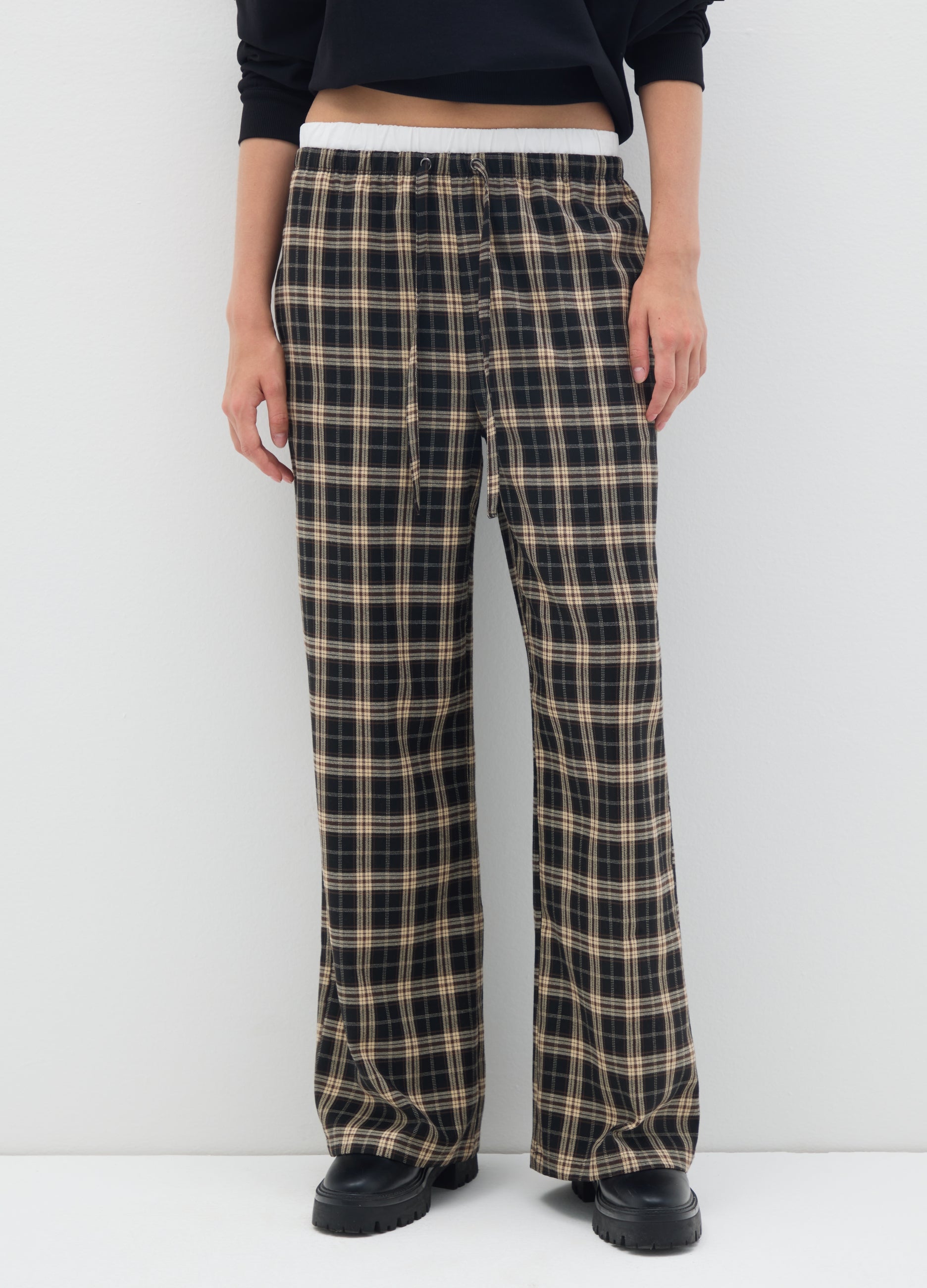 OVS Multicolour Checked Wide-Leg Trousers