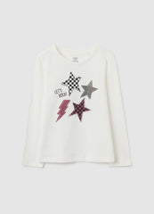OVS Girls' White Cotton Regular Fit Top