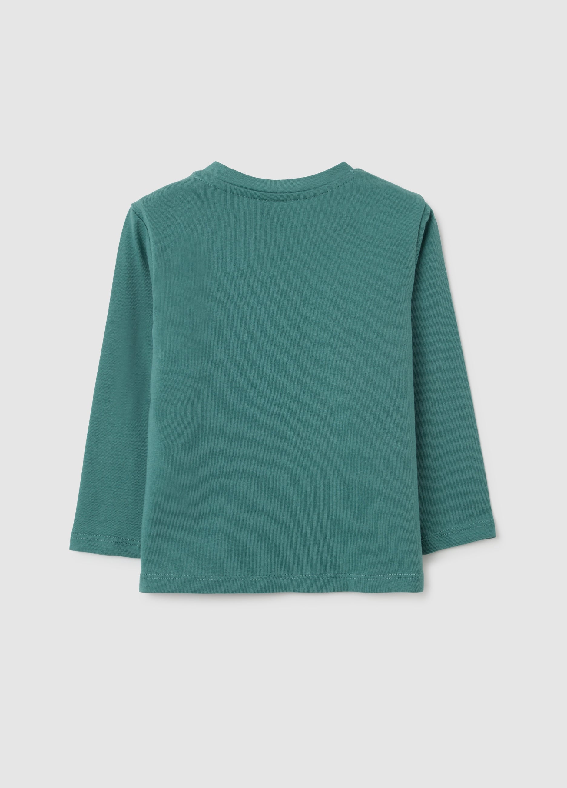 OVS Green Pure Cotton Striped T-Shirt For Child, Regular Fit