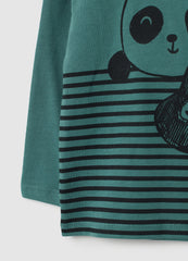 OVS Green Pure Cotton Striped T-Shirt For Child, Regular Fit