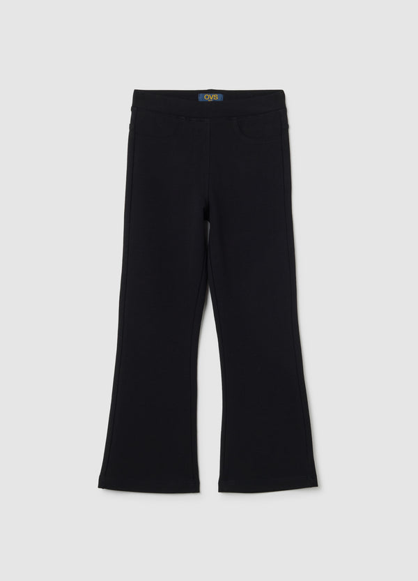 OVS Girls' Black Cotton Blend Regular Fit Treggings