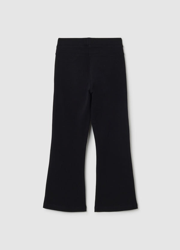 OVS Girls' Black Cotton Blend Regular Fit Treggings