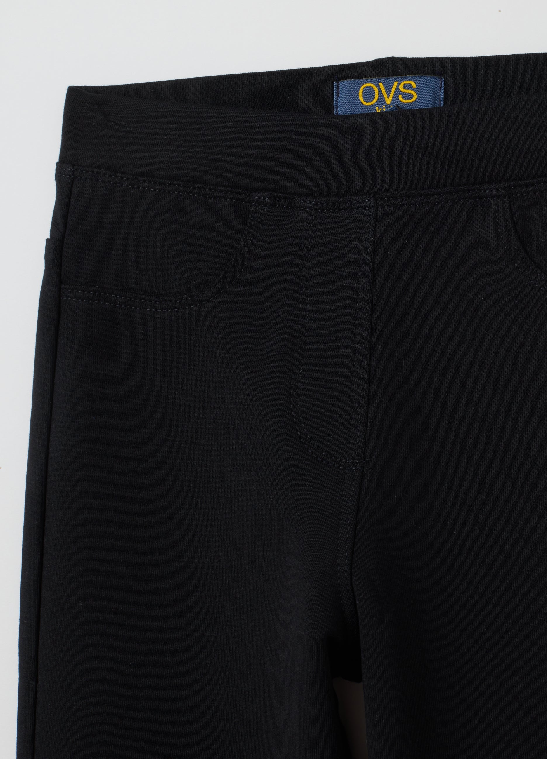 OVS Girls' Black Cotton Blend Regular Fit Treggings