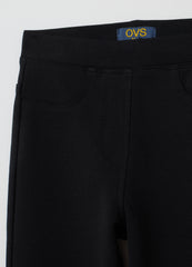OVS Girls' Black Cotton Blend Regular Fit Treggings
