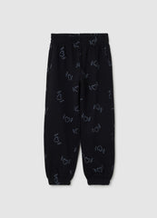 OVS Girls' Regular Fit Pure Black Cotton Trousers