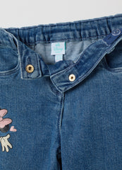 OVS Girls' Flare Blue Stretch Denim Trousers