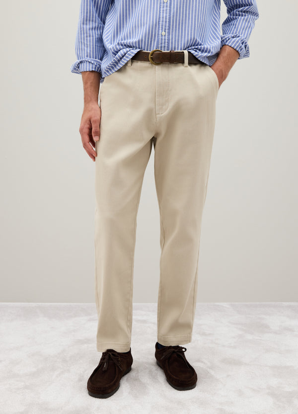 OVS Beige Stretch Cotton Trousers With Carrot Fit