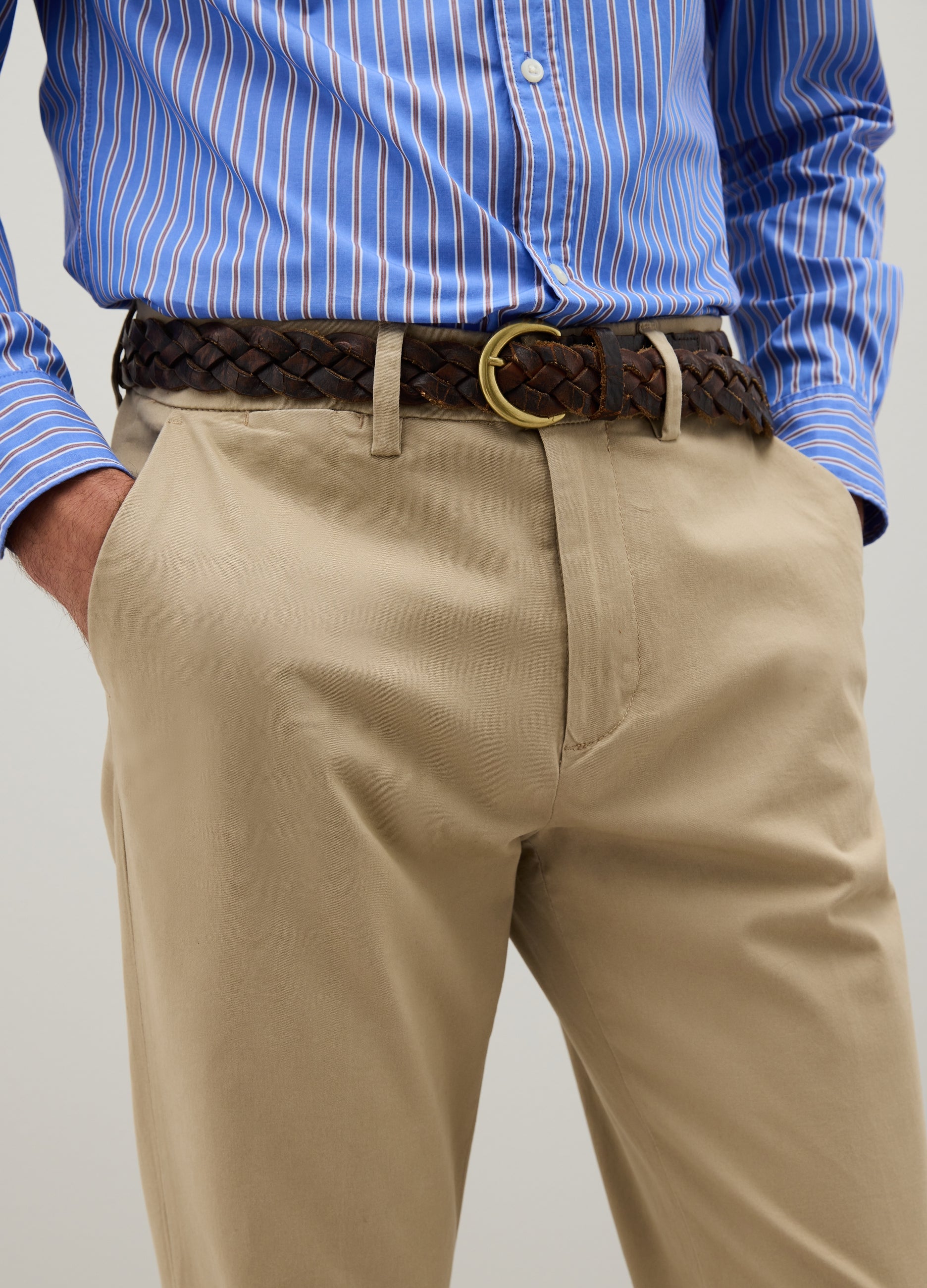 OVS Beige Regular Fit Stretch Cotton Trousers