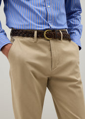 OVS Beige Regular Fit Stretch Cotton Trousers