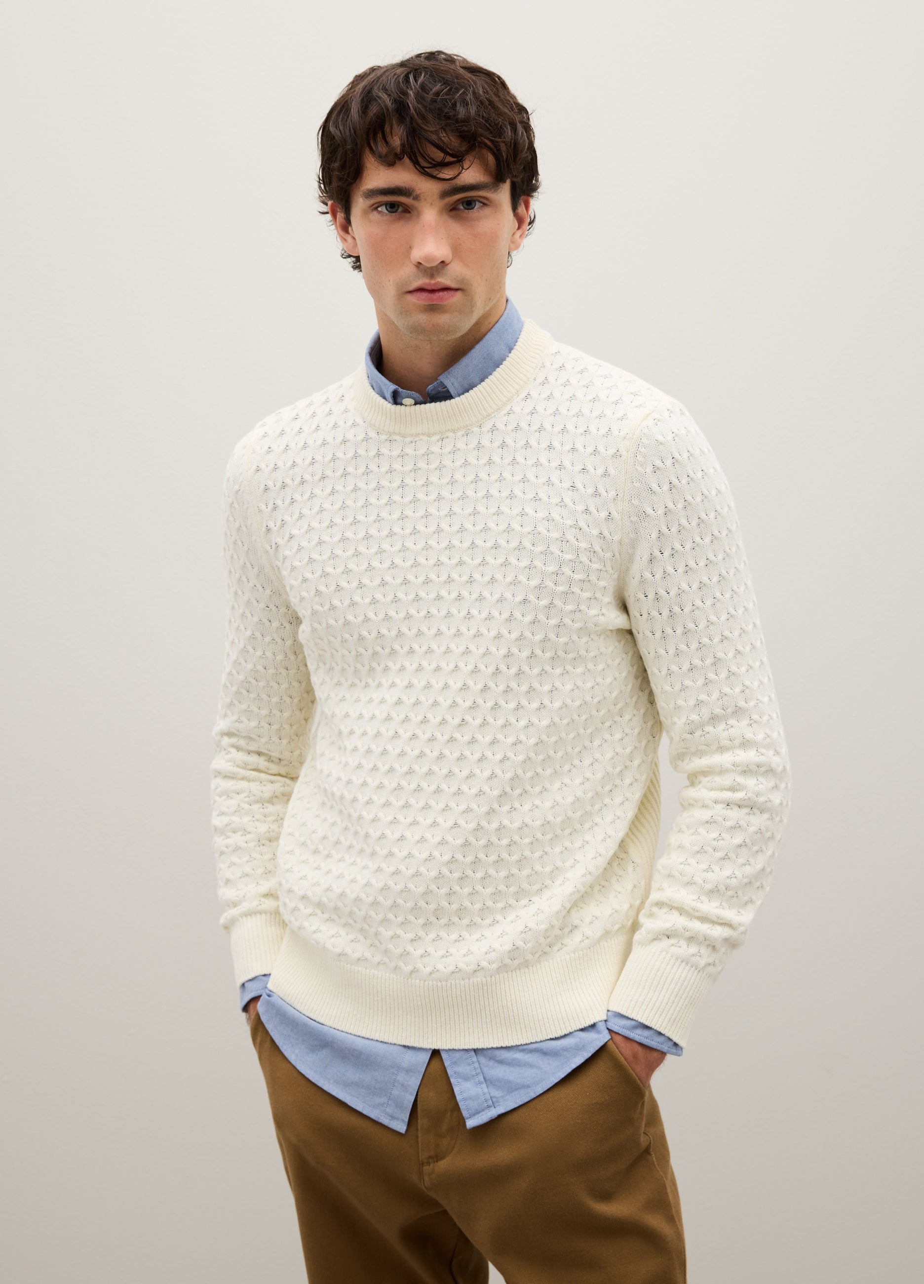 OVS White Cotton Blend Regular Fit Jumper