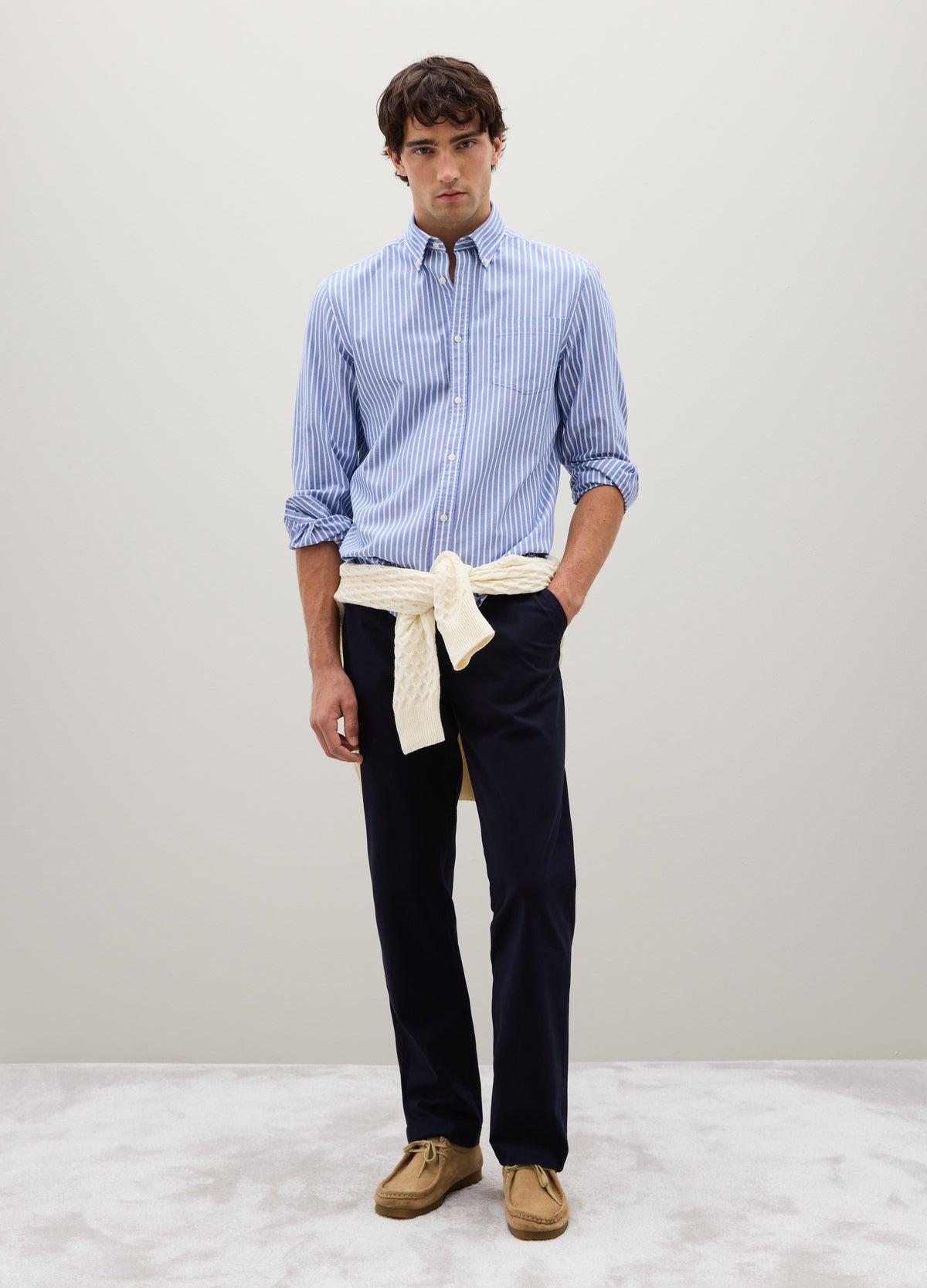 OVS Blue Stretch Cotton Regular Fit Trousers