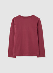 OVS Girls' Pure Red Cotton Regular Fit Top With Stars