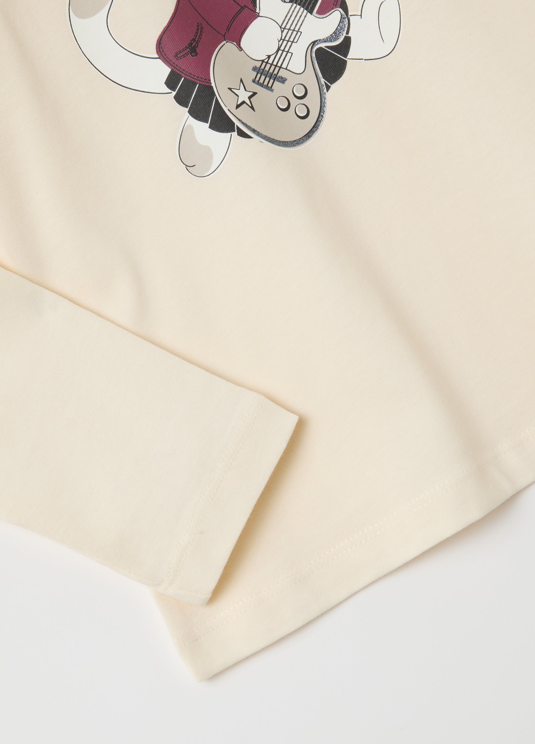 OVS Girls' Regular Fit Beige Pure Cotton T-Shirt With Print
