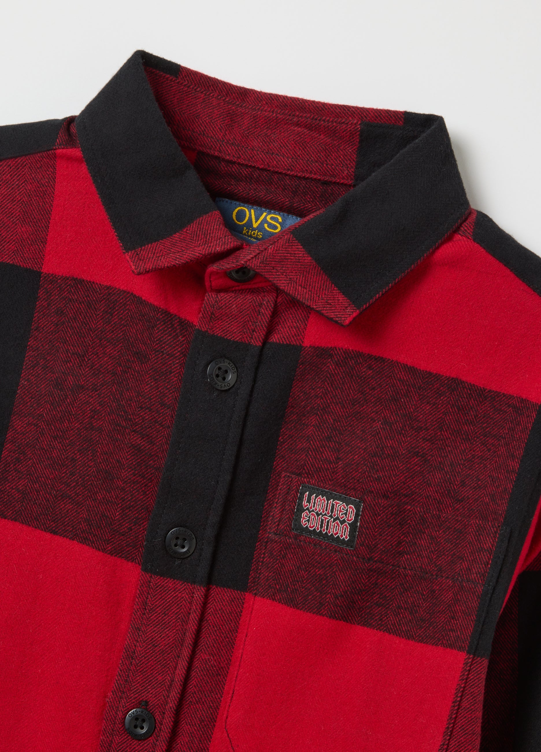 OVS Regular Fit Kids' Red Checkered Pure Cotton Shirt