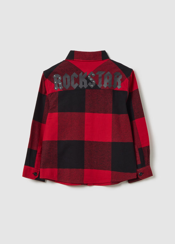 OVS Regular Fit Kids' Red Checkered Pure Cotton Shirt