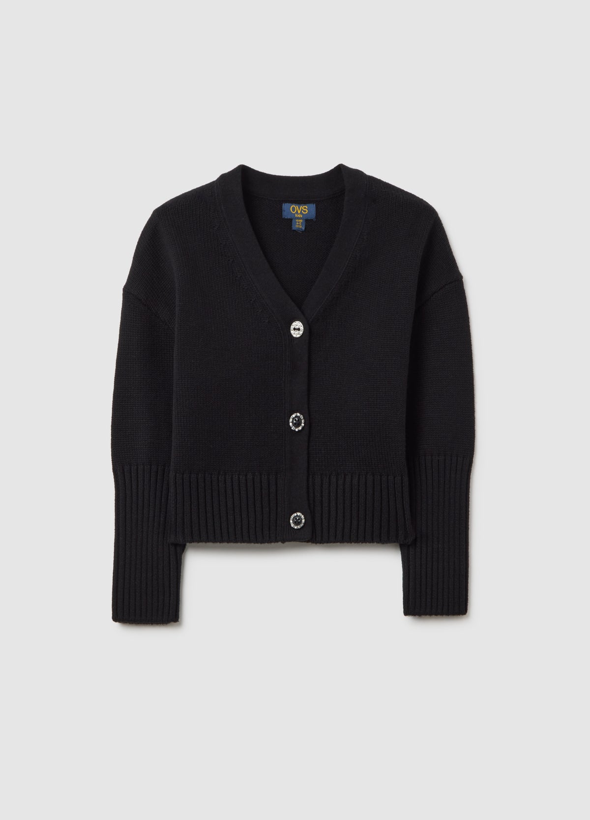 OVS Girls' Black Cotton Blend Cardigan