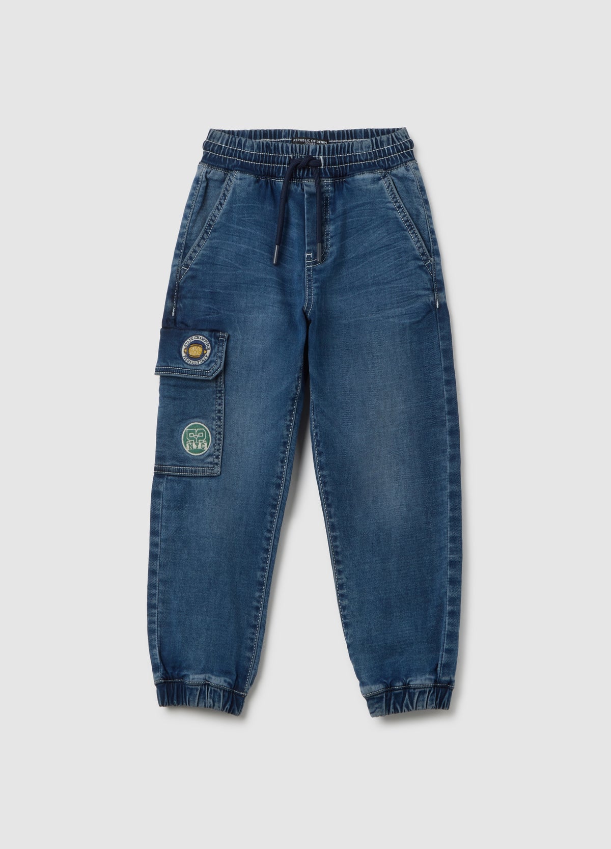 OVS Kids' Blue Cotton Jog Denim Regular Fit