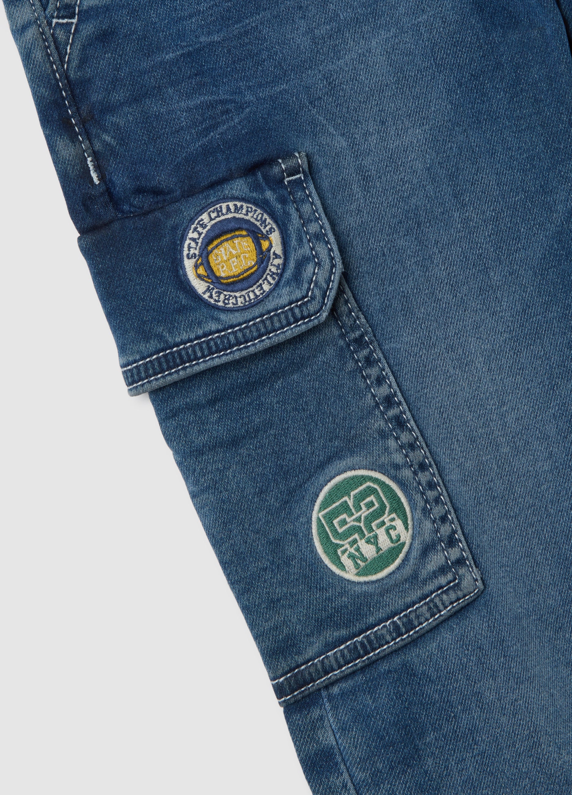 OVS Kids' Blue Cotton Jog Denim Regular Fit