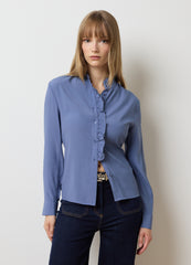 OVS Blue Regular Fit Shirt With Ruffles