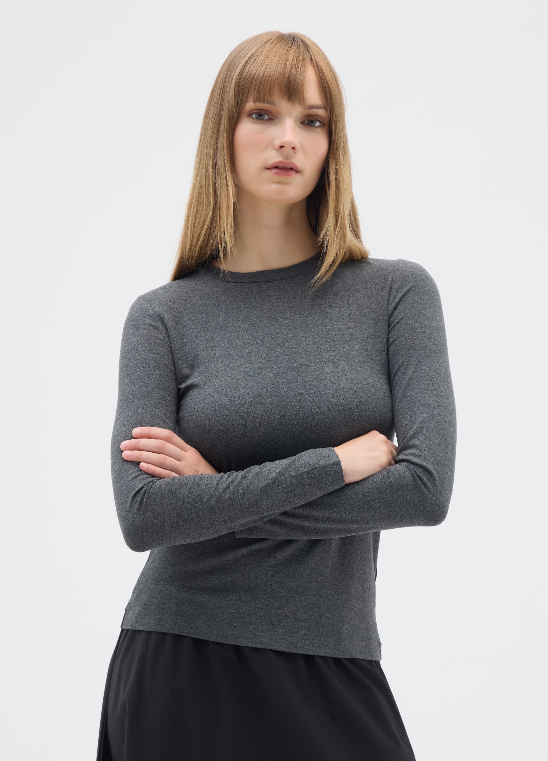 OVS Grey Long-Sleeve Shirt In Stretch Viscose
