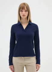 OVS Long Sleeve Stretch Blue Polo