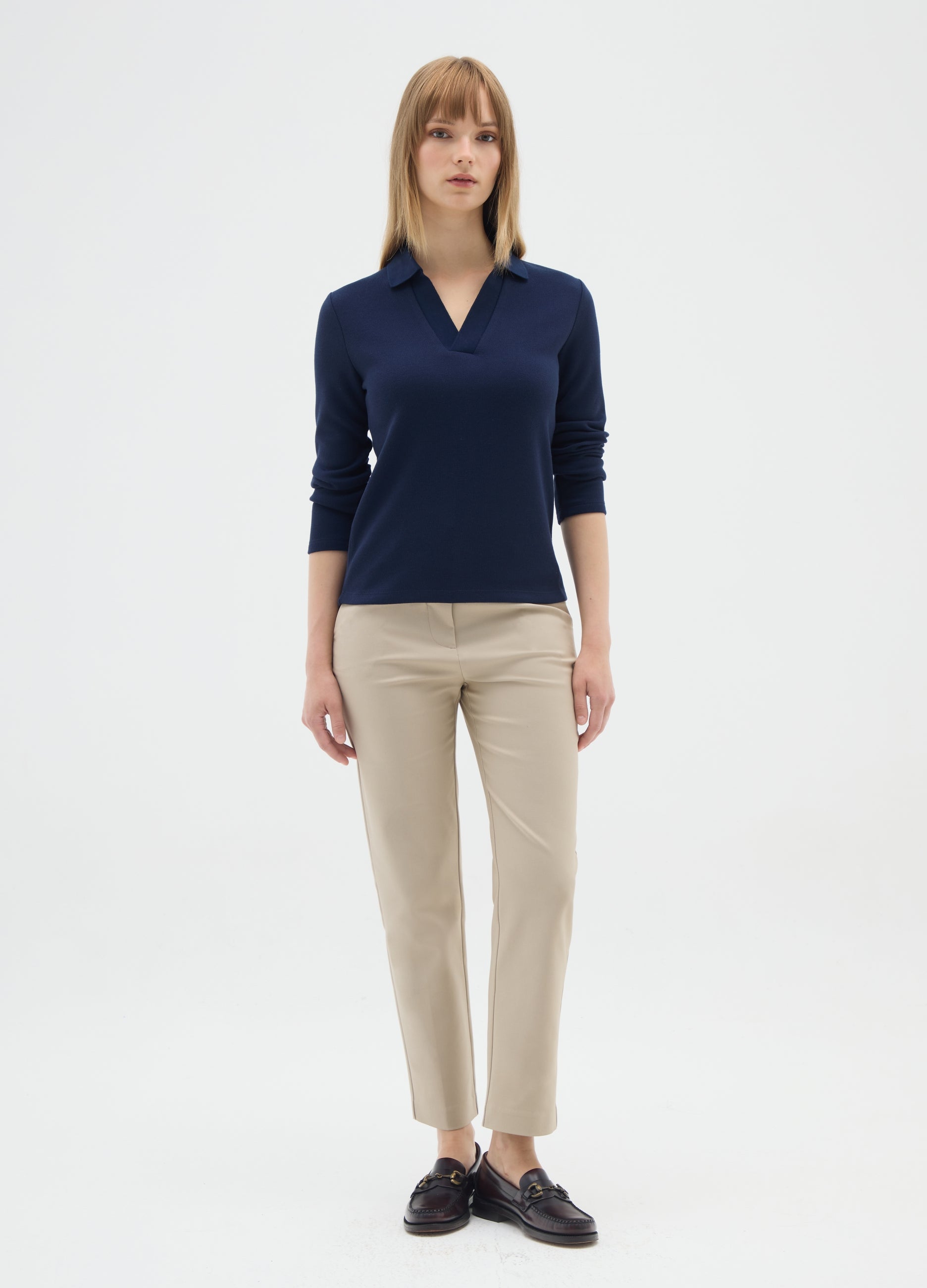 OVS Long Sleeve Stretch Blue Polo