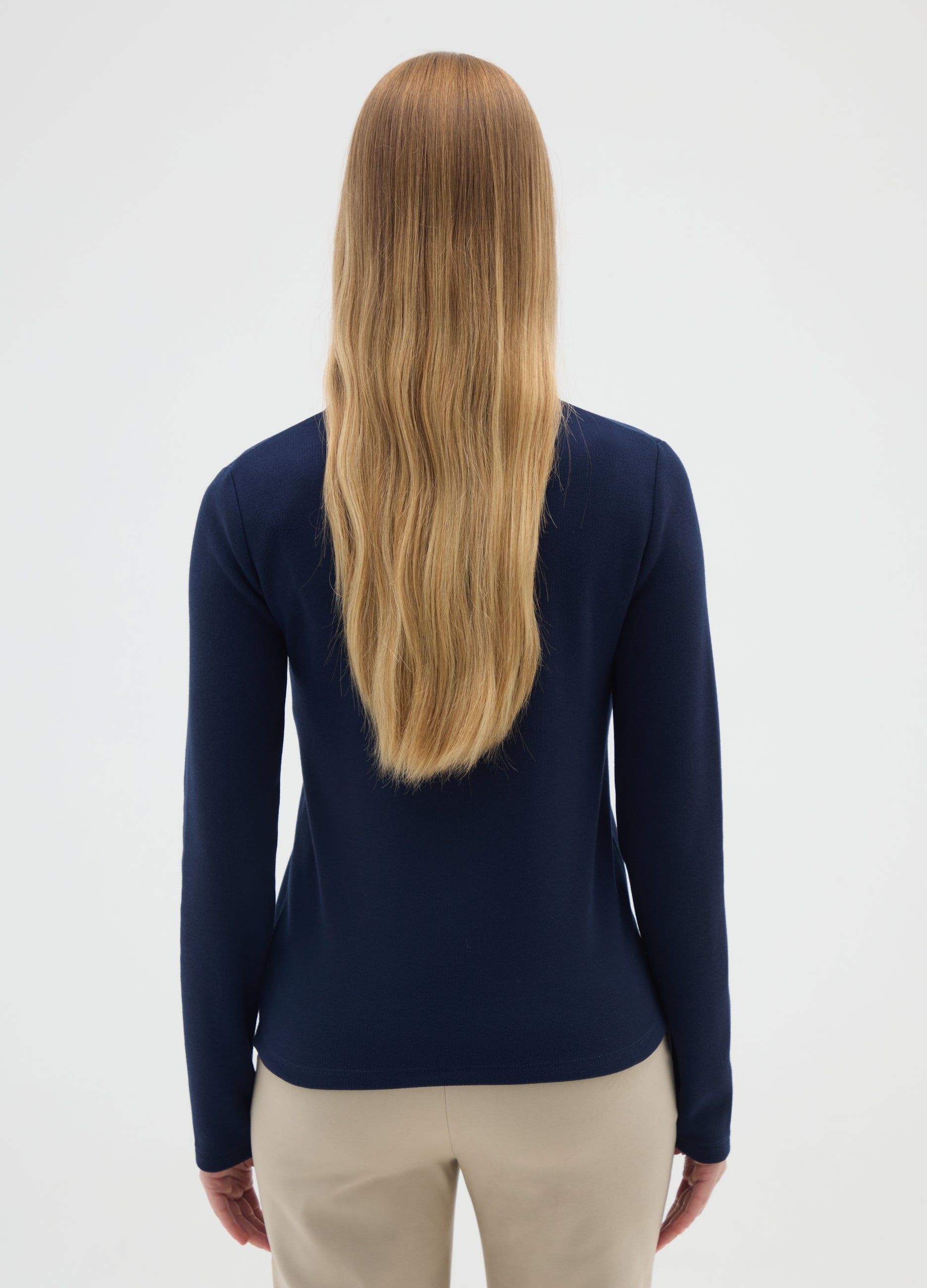 OVS Long Sleeve Stretch Blue Polo