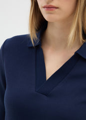 OVS Long Sleeve Stretch Blue Polo