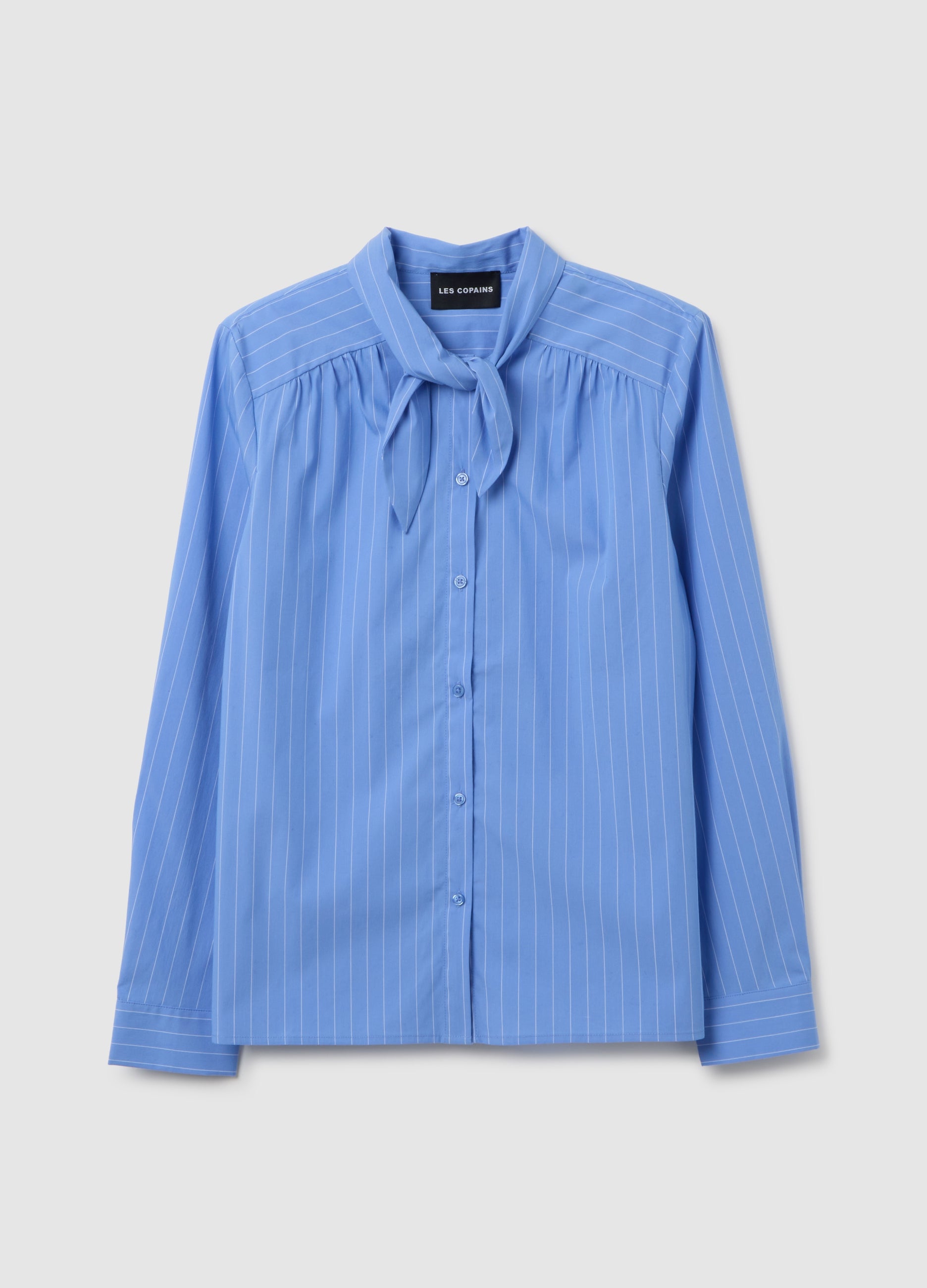 OVS Sky Blue Cotton Blend Striped Oversized Shirt
