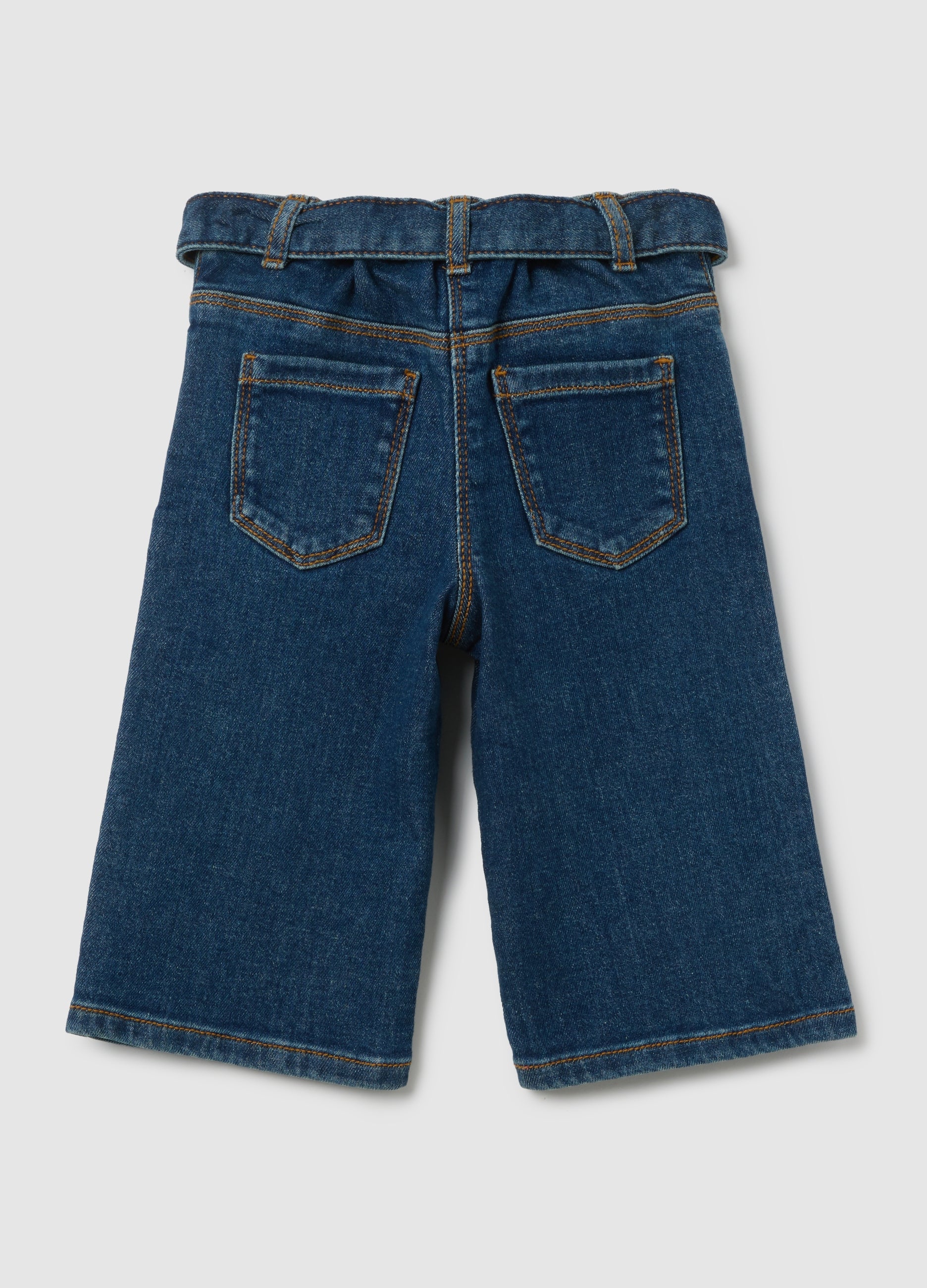 OVS Girls' Blue Denim Wide Leg Trousers