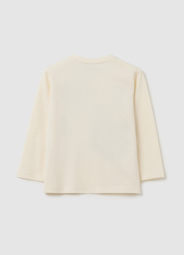 OVS Beige Pure Cotton Kids' T-Shirt With Print
